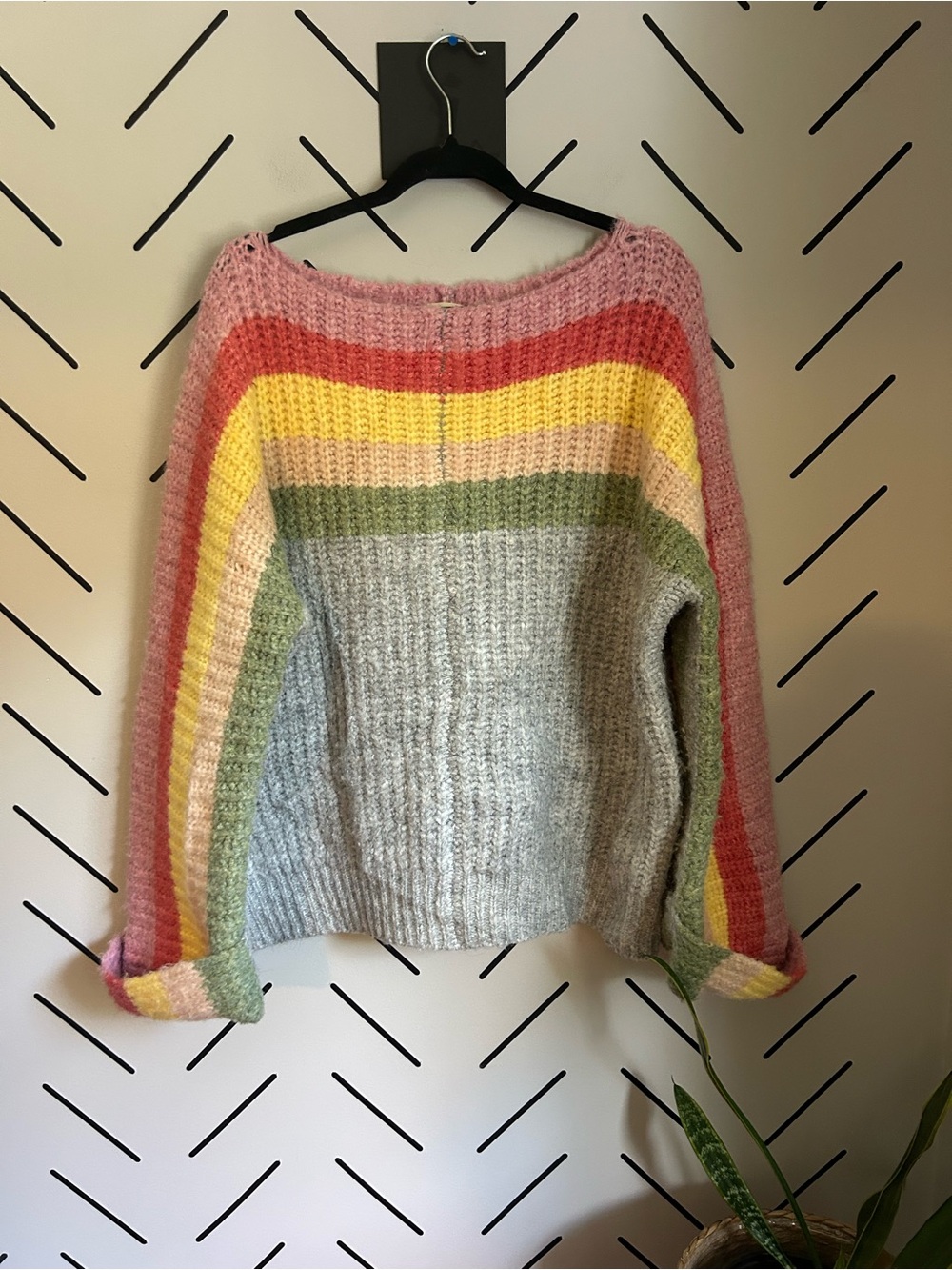NWOT POL rainbow confetti oversized wool blend sweater
